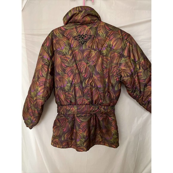 Edelweiss Vintage Women's Skiwear Yellowstone Camouflage Small Hibiscus Jacket - Picture 7 of 12